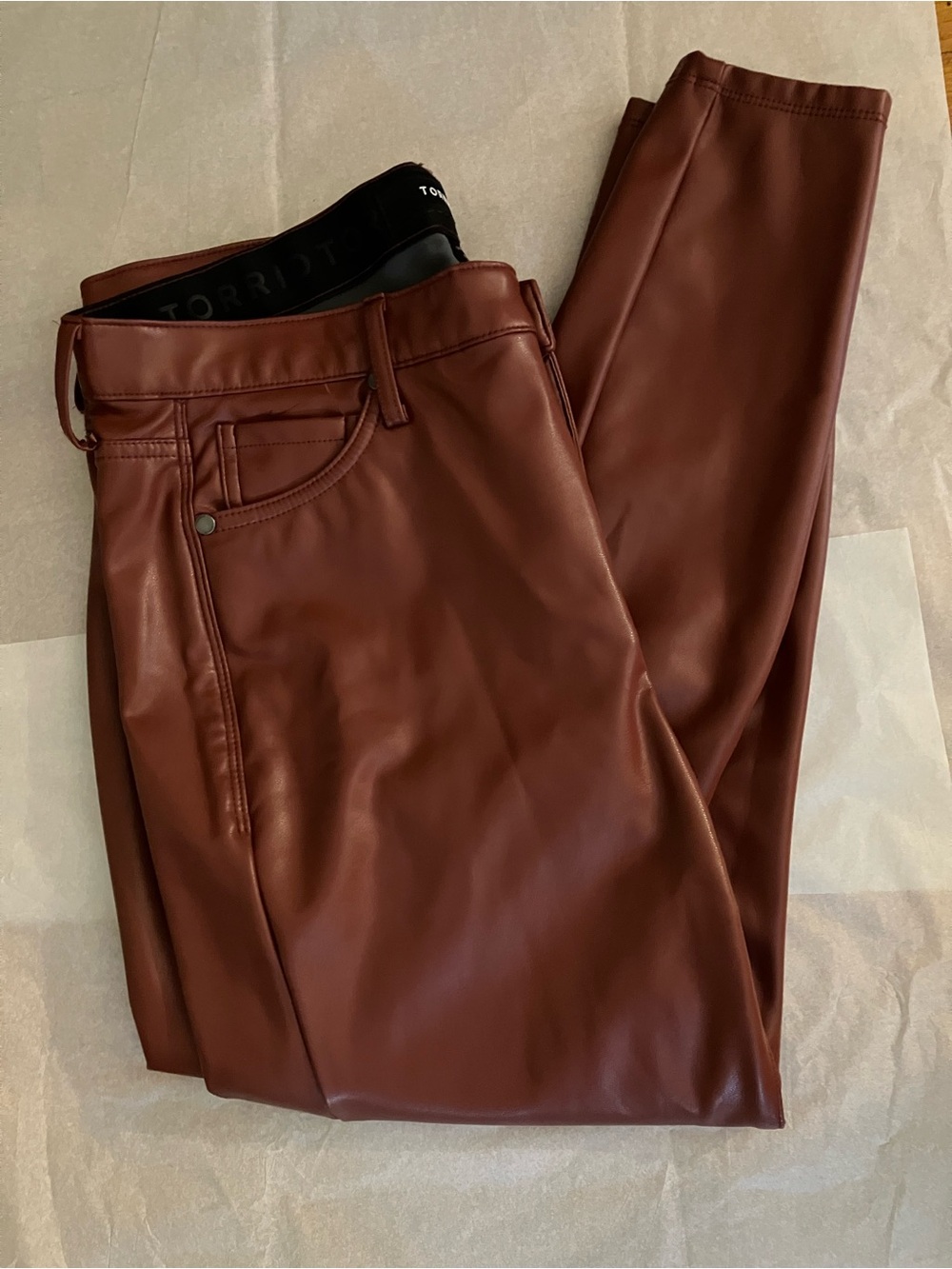 torrid size 12S Brown Faux Leather Skinny Jeans 5 pocket